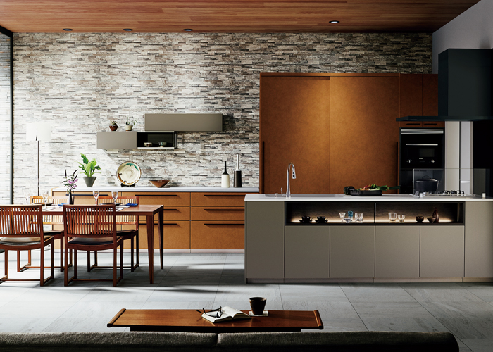 オーセンティックスタイルのキッチン・リビング空間：トクラスのコーディネート例