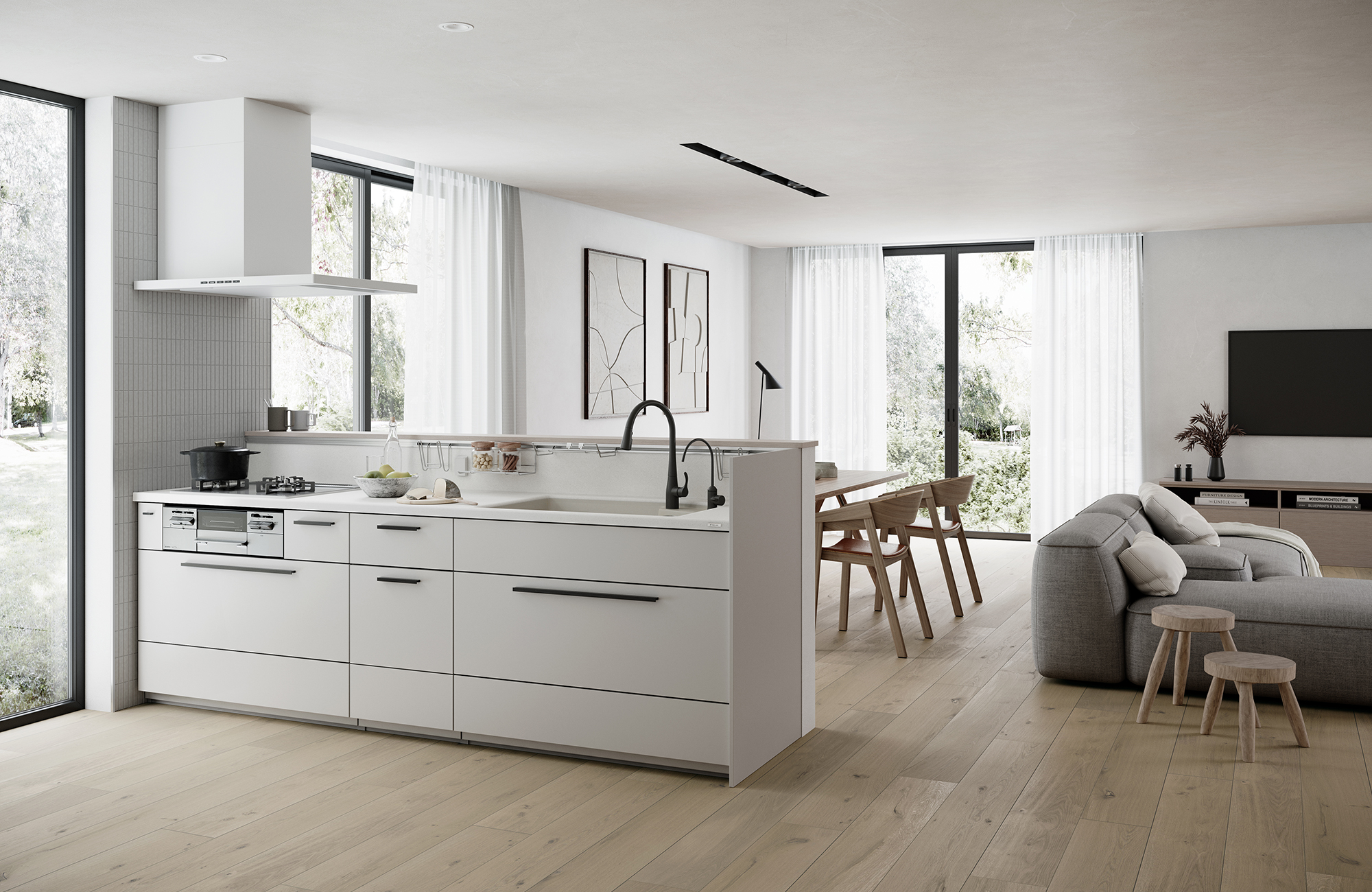 エリソンナチュラルスタイルのキッチン・リビング空間：トクラスのコーディネート例