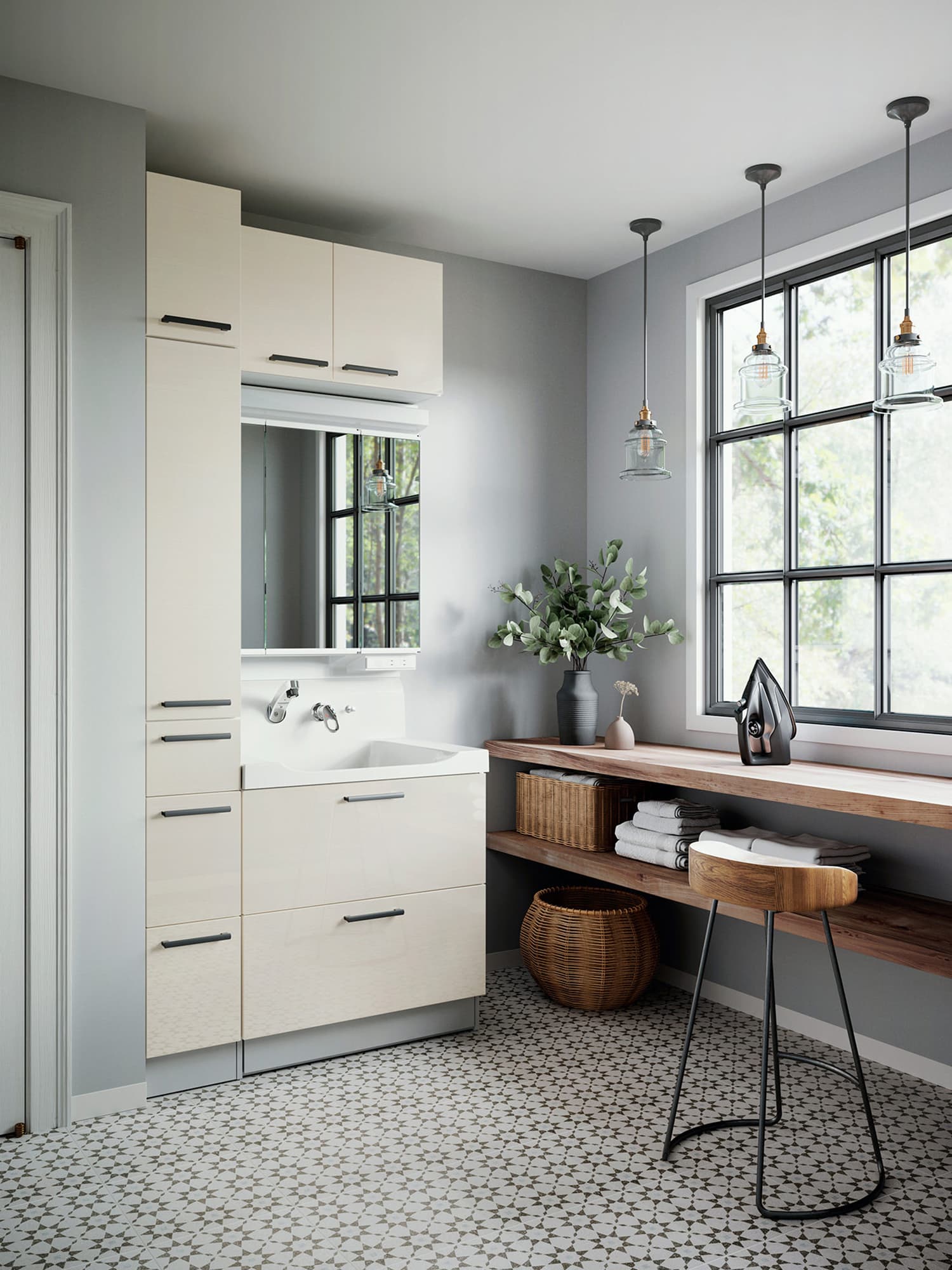 エリソンナチュラルスタイルの洗面空間：トクラスのコーディネート例