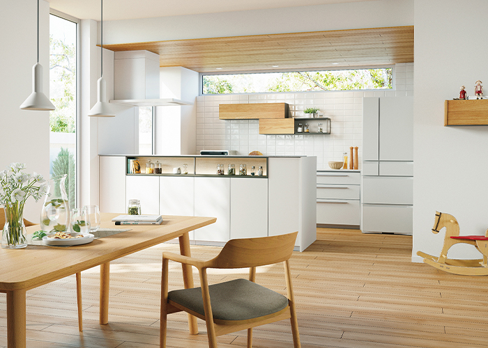 ナチュラルスタイルのキッチン・リビング空間：トクラスのコーディネート例