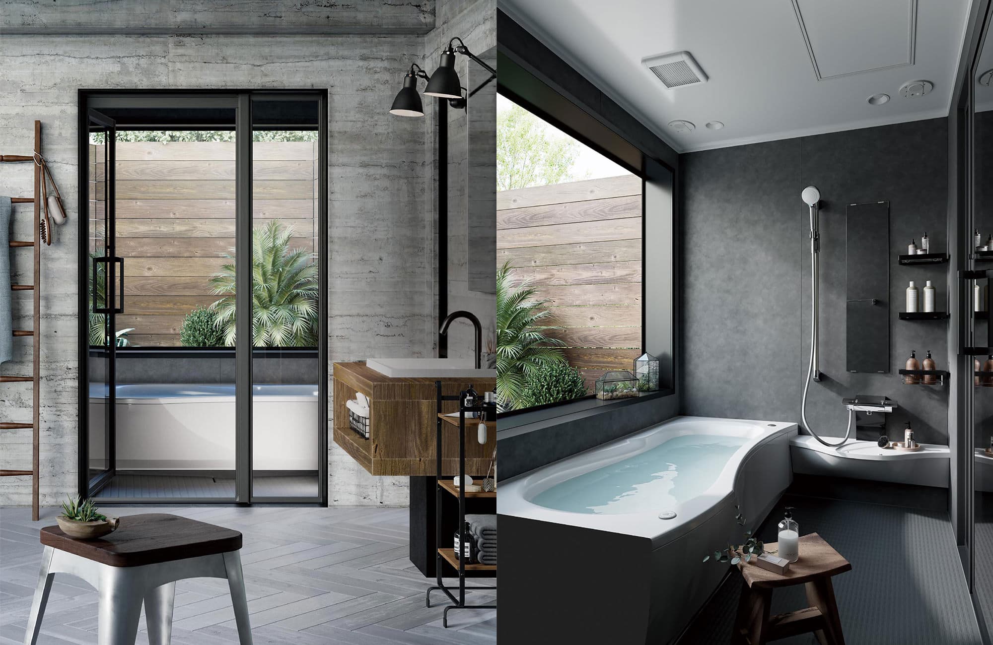 ラスティックスタイルのバスルーム（お風呂）・洗面空間：トクラスのコーディネート例