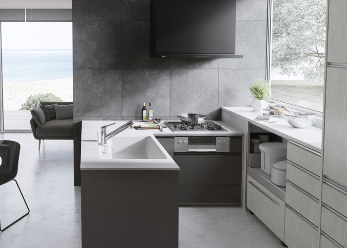 スタイリッシュスタイルのキッチン・リビング空間：トクラスのコーディネート例